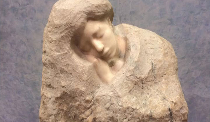 Marmorskulptur „La Muse“ (Die Muse) von Auguste Rodin aus dem Jahr 1889 im Foyer des Theaters Rüsselsheim